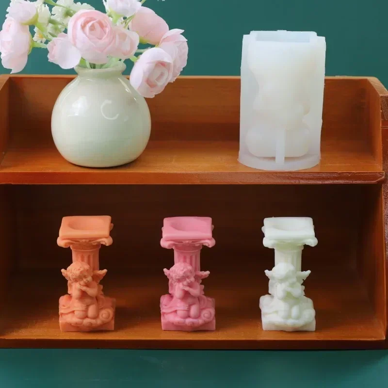 Classical Roman Column Angel Silicone Candle Mold DIY Aromatherapy Plaster Decoration Home Crafts Resin Casting Molds Soap Tool