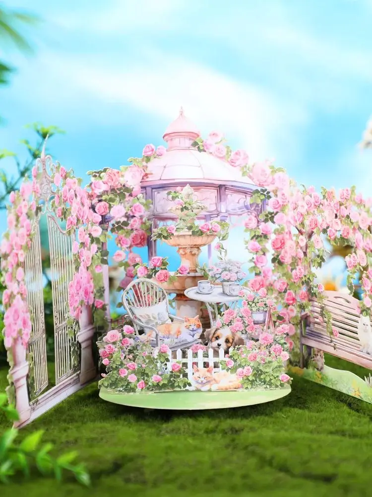 Floral 3D Pop Up Greeting Card with Envelope – Pink Rose Garden Design for Birthday, Mo... - SKU PGCE1011 - UGI Packaging