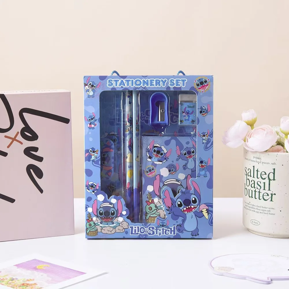6PCS/Set Anime Cartoon Stationery Set School Gifts With Pencil Pen Sharpener Eraser Notebook Ruler - 4