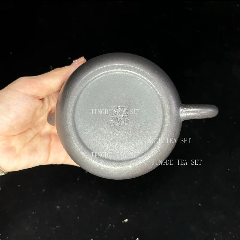 190ml Chinese Yixing Purple Clay Tea Pot Boutique Black Mud Flat Xishi Teapot Home 9 Hole Filter Teaware Customized Tea Infuser
