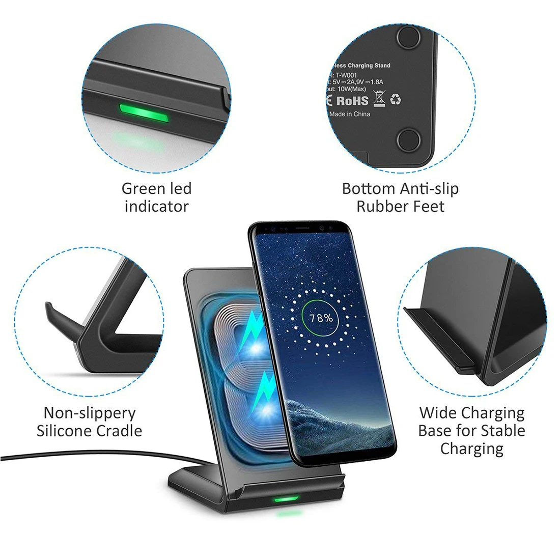 Wireless Charger Stand,10W Max Wireless Charging, Compatible with iPhone 14/14 Plus/14 Pro/14 Pro Max/13/13 Mini/13 Pro Max/SE