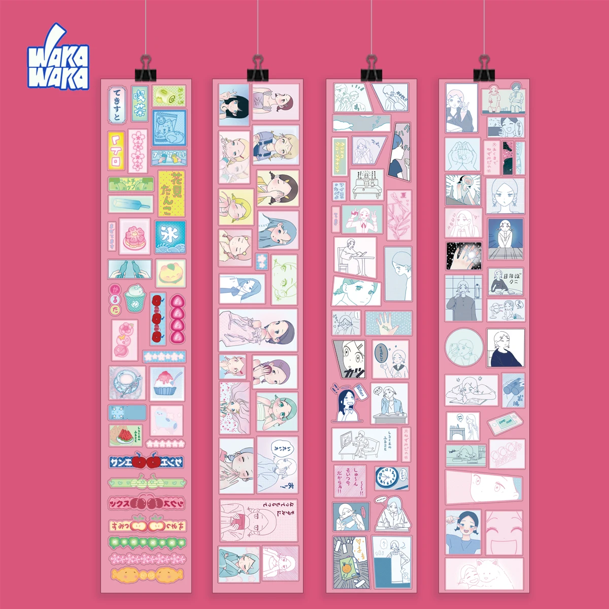 WAKAWAKA Showa Language Washi Tape Cute Character Deco Sticker Korean Decorative Masking Tape Scrapbooking Adhesive Tape 3