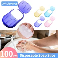 20/60/100Pcs Travel Soap Paper Disposable Boxe Mini Sheet Soap Washing Hand Kitchen Bathroom Supplies Outdoor Camping Paper Soap 1