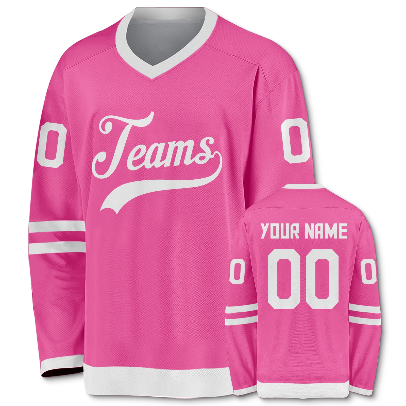 Ice Hockey Jersey for Women Personalized Printed Team Name Number Jerseys V-Neck Long Sleeves Sportswear Fans Gift S-2XL