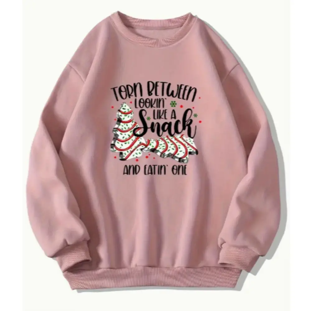 Christmas Print Sweatshirt Casual Long Sleeve Crew Neck Sweatshirts Women's Clothing Cotton y2k Hoodie Graphic Season Pullover