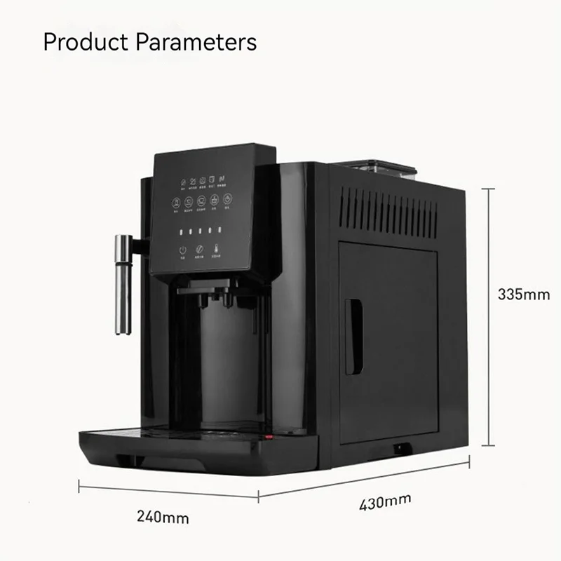 Full Automatic 19 Bar Coffee Maker Coffee Bean Grinder Milk Foam Espresso Coffee Machine Hot Water and Milk Froth 1200W 2