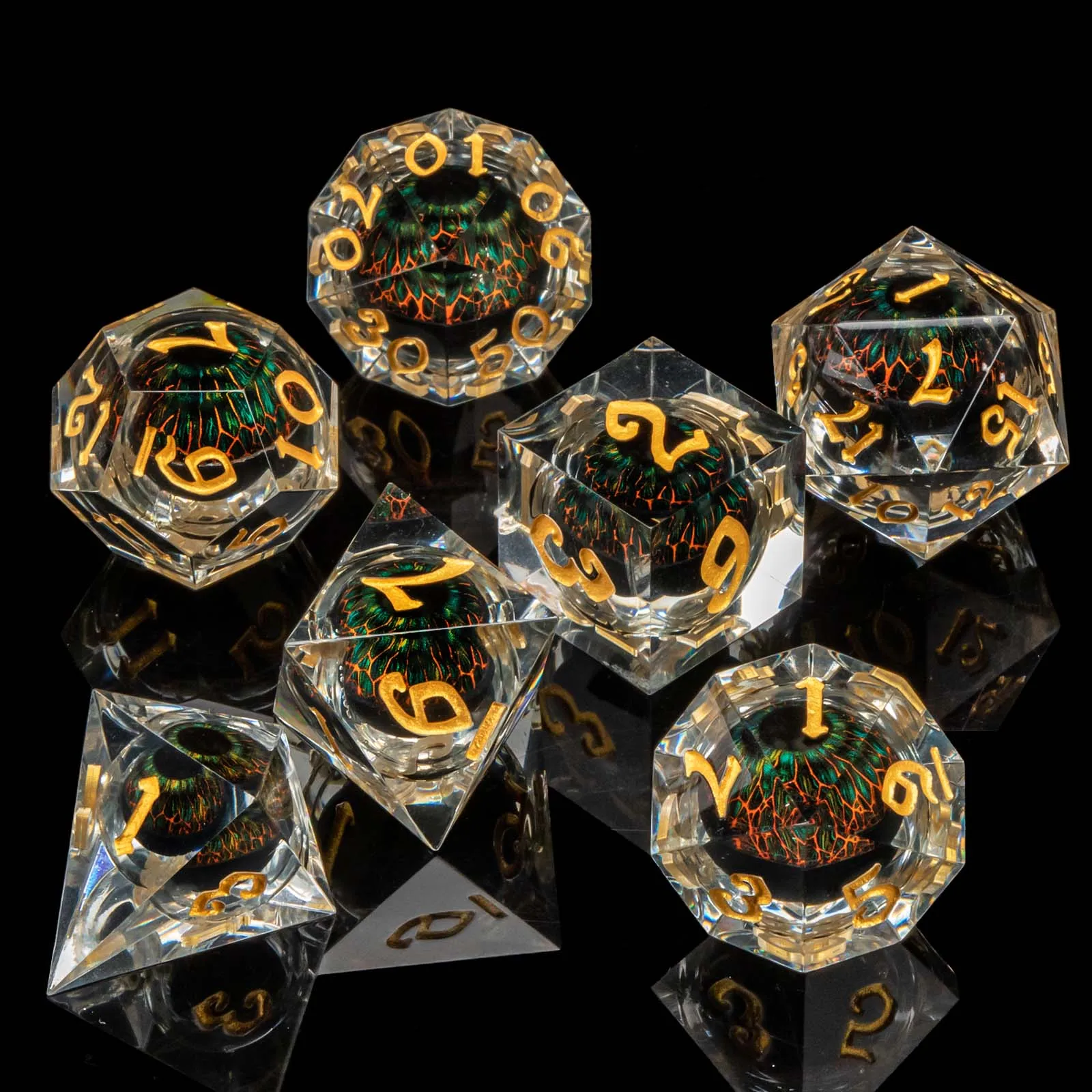 D&D 수제 샤프 엣지 주사위, 던전 앤 드래곤용 리퀴드 코어 주사위 풀세트, 다면체 주사위, 특별한 선물