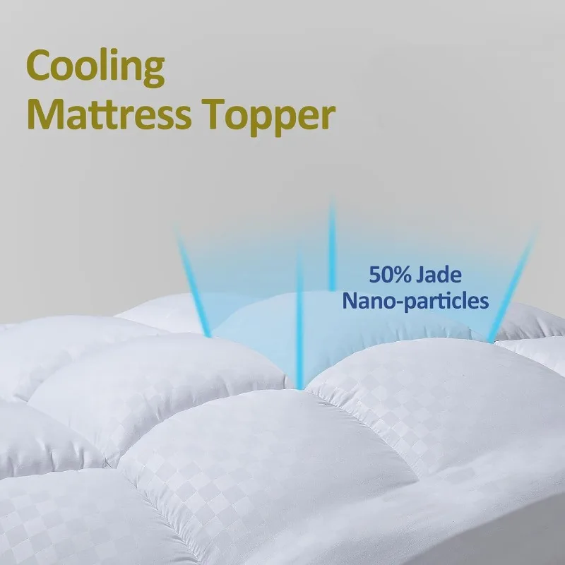 Mattress Topper Queen size, Cooling Mattress Pad Cover , Extra Thick 5D Snow Down Alternative Overfilled Plush Pillow Top