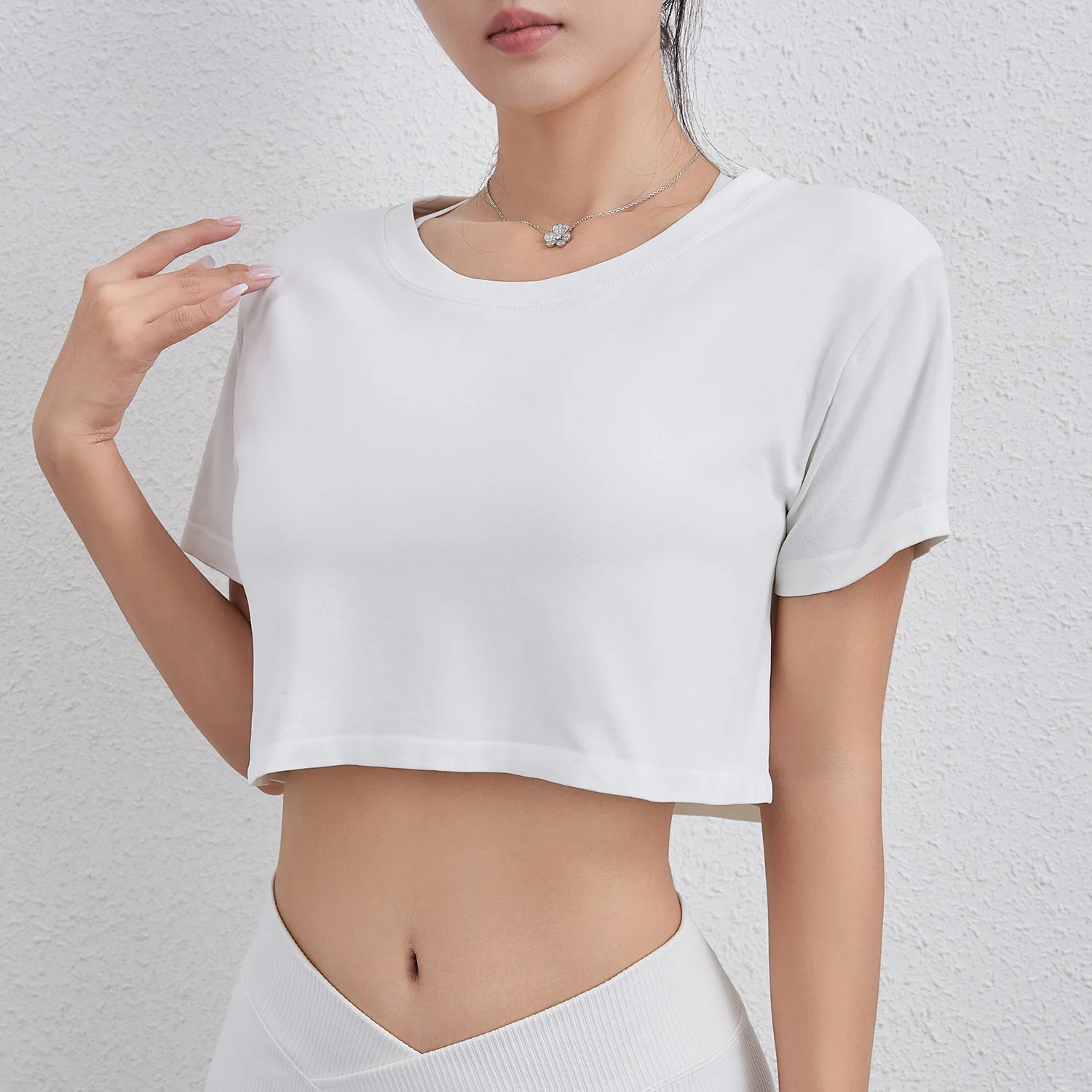 Loose White Crop Workout Top High Quality Women Loose Crop