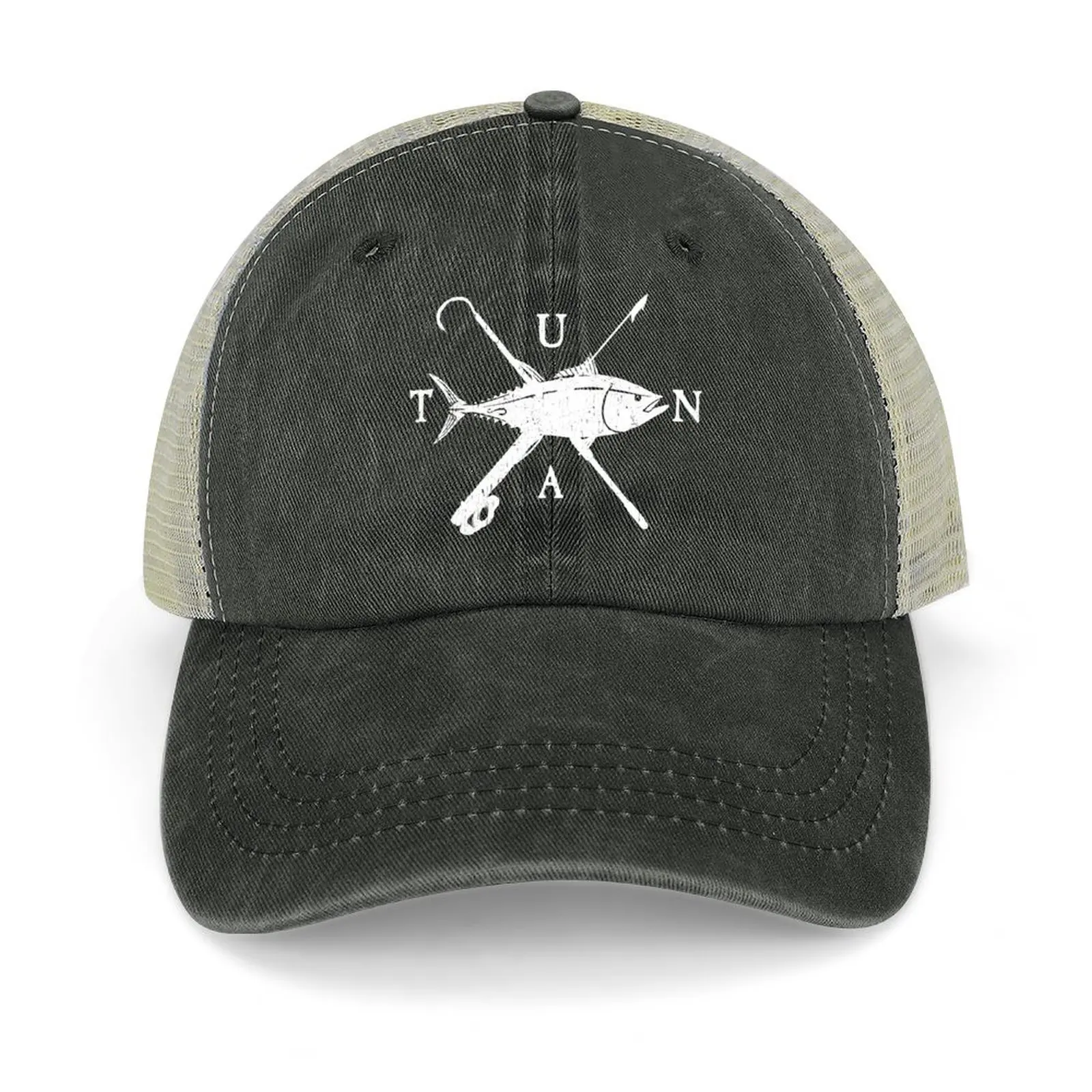 

Tuna Fishing Logo Harpoon and Gaff Fishermen Distressed Cowboy Hat Ball Cap Sports Cap Visor Hats Man Women's