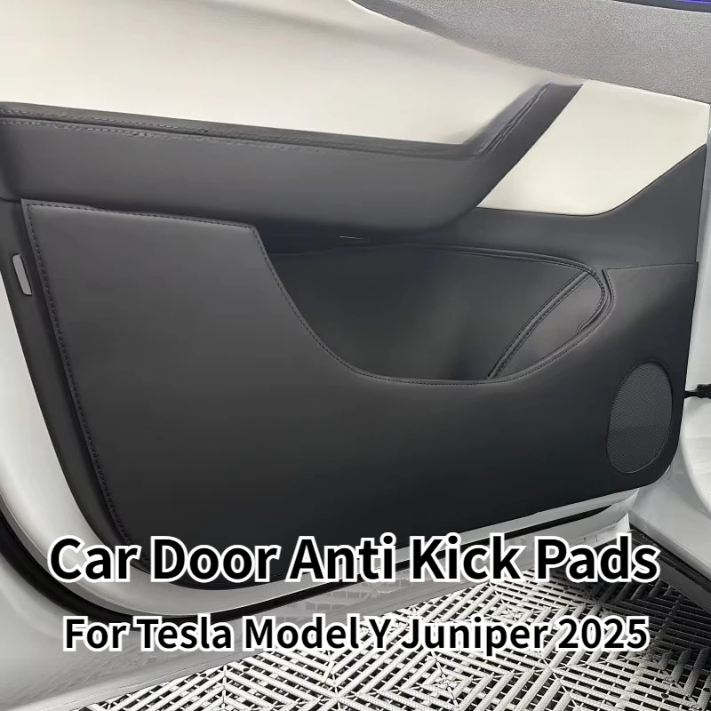For Tesla Model Y Juniper Car Door Anti-Kick Pad Leather Side Door Panel Protective Sticker Trim Anti-Dirty Mat Accessories