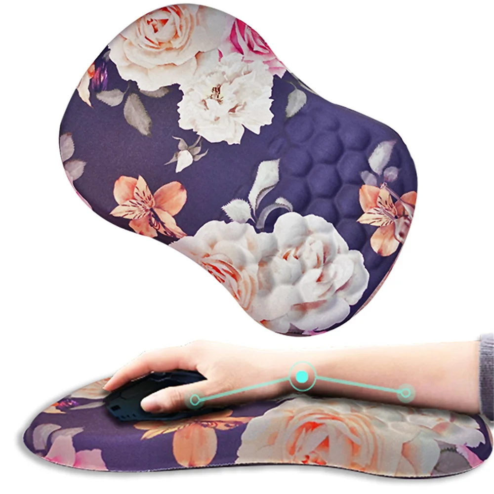 

Flower Wrist Rest Cushion for Mouse Ergonomic Soft Memory Foam Wrist Pain Relief Mouse Pad Anti-Skid Desk Mat Wrist Support Pad