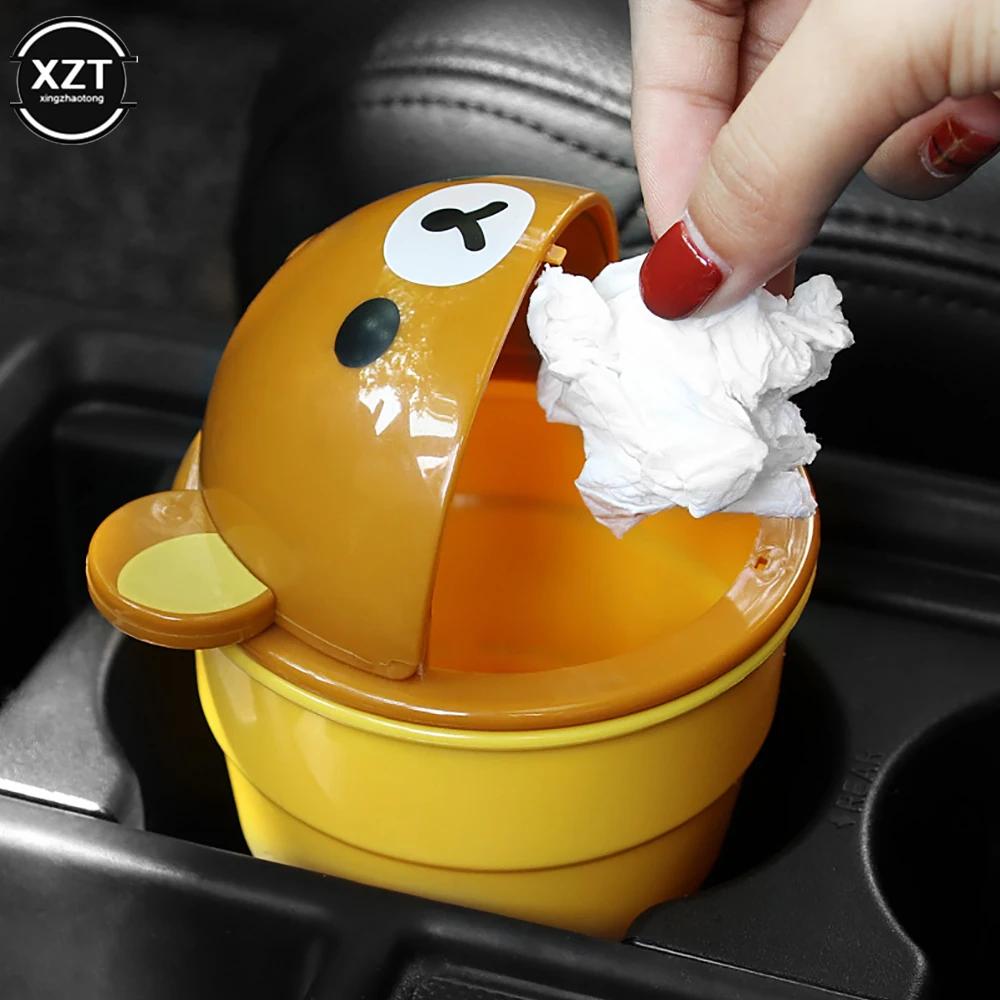 Car Trash Can Cute Storage Cup For Car Cartoon Trash Cup Bear Can Storage And Sorting In The Automotive Goods car trash can