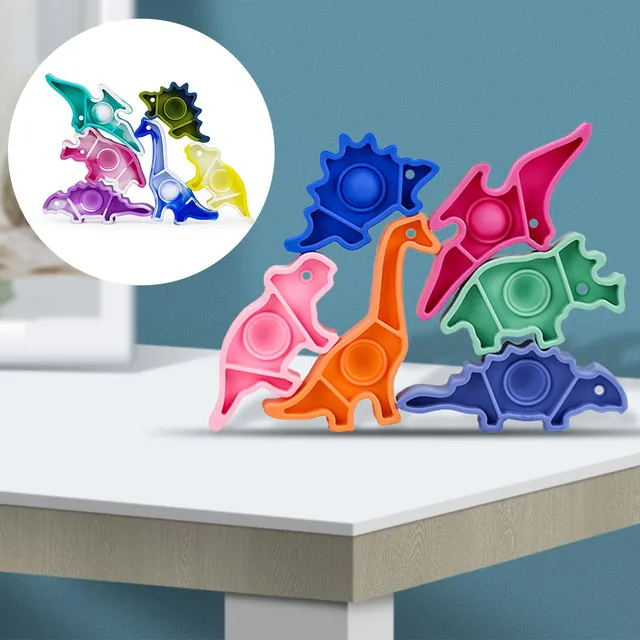 6Pcs Dinosaur Stacking Toys Silicone Dinosaur Balance Blocks Parent-children Toys Dinosaur Stacker Set for Kids Ages 3+ 2