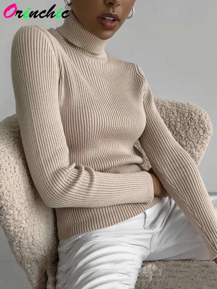 

Basic Turtleneck Women Sweaters Autumn Winter Thick Warm Pullover Slim Tops Ribbed Knitted Sweater Jumper Soft Pull Female