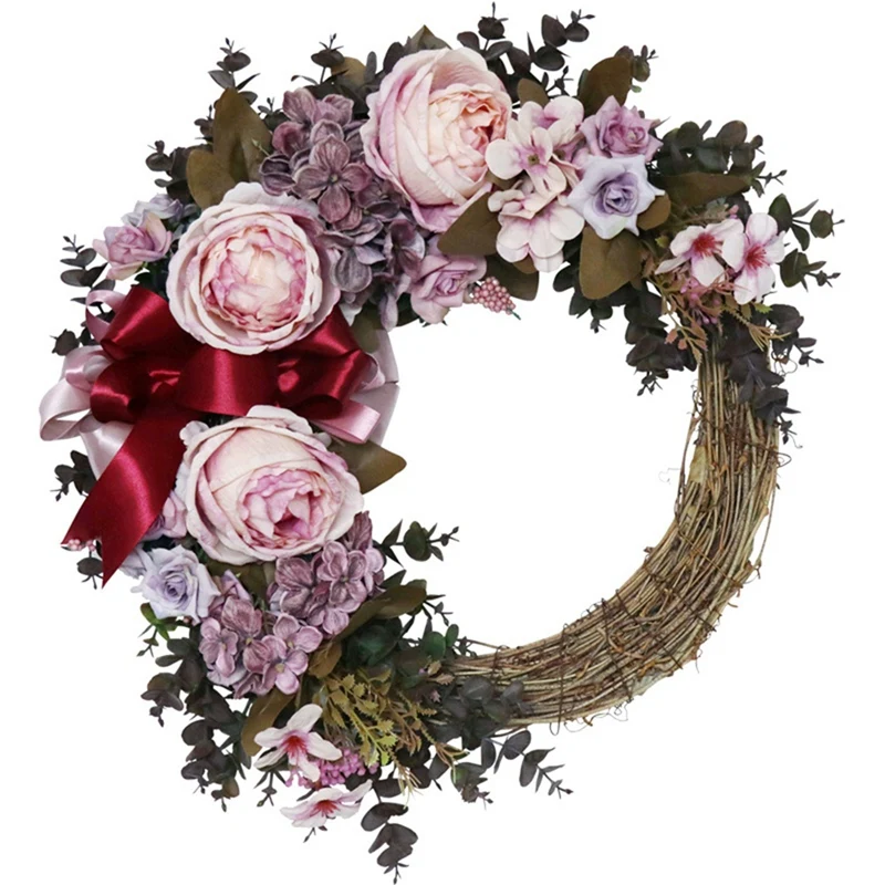 

Artificial Flower Wreath Peony Wreath - 18Inch Door Wreath Spring Wreath Round Wreath For Front Door Wedding Home Decor