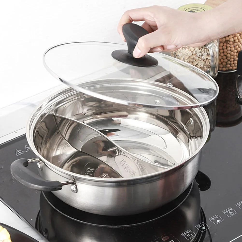 

Stainless Steel Mandarin Duck Pot Hot with Handles Pan Kitchen Accessory 304 Gas Cooker