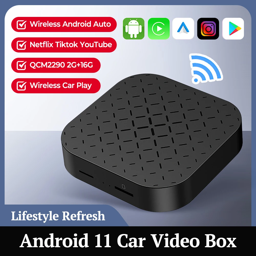 Ranipobo Smart Ai Box CarPlay Android Auto Беспроводной адаптер 2 ГБ ОЗУ 16 ГБ ПЗУ Совместим с iPhone iOS 10 или выше Android...