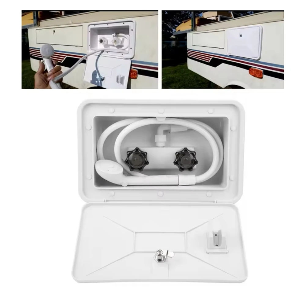 A75F-RV Exterior Shower Box Faucet Hose & Quick Connect Sprayer For Motorhome Boat Accessories