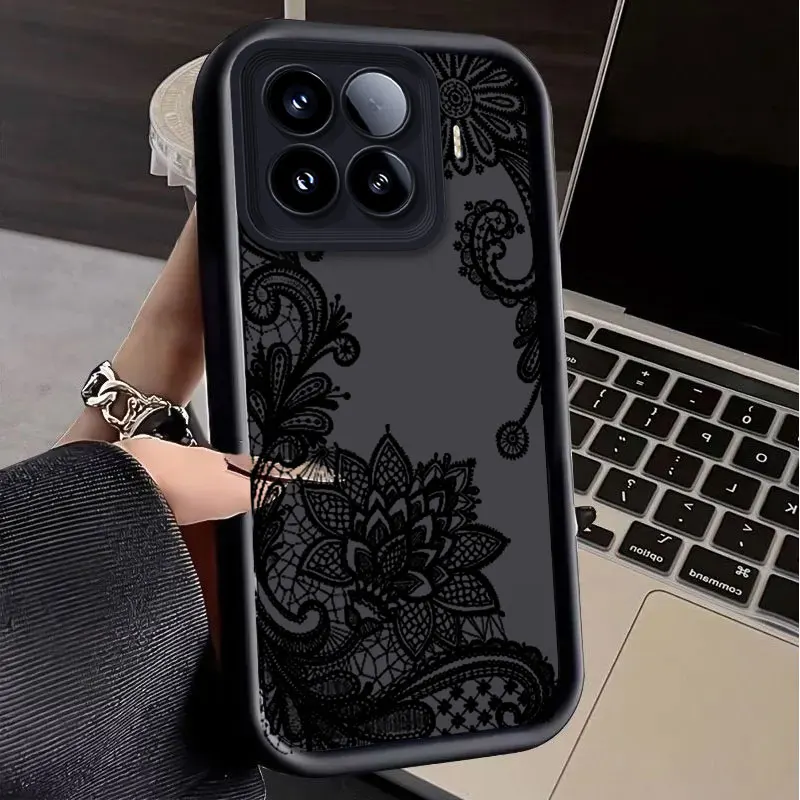 Flexible Silicone Shockproof Case with Lace Cat Print Pattern – Protective Cover