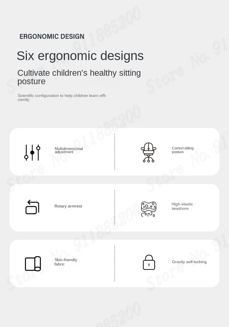 Description Picture 3 of itemNew Upgraded Children's Learning Chair Can Be Lifted Adjusted and Seated Primary School Students Have a Dormitory Writing Chair