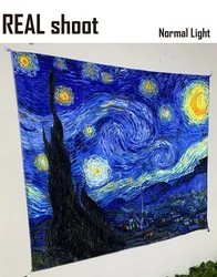 Enhanced Product Title: Starry Night Blacklight Tapestry - Abstract Trippy Wall Art Decor - 150x130cm