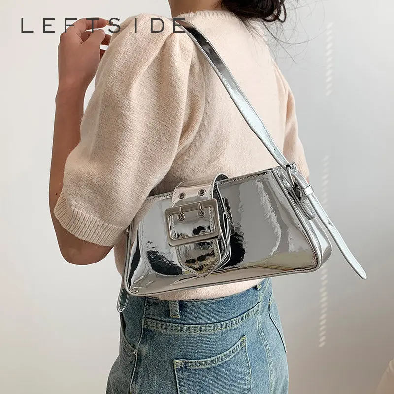 LEFTSIDE Silver Shoulder Bags for Women 2023 Spring Y2K Small Purse ...