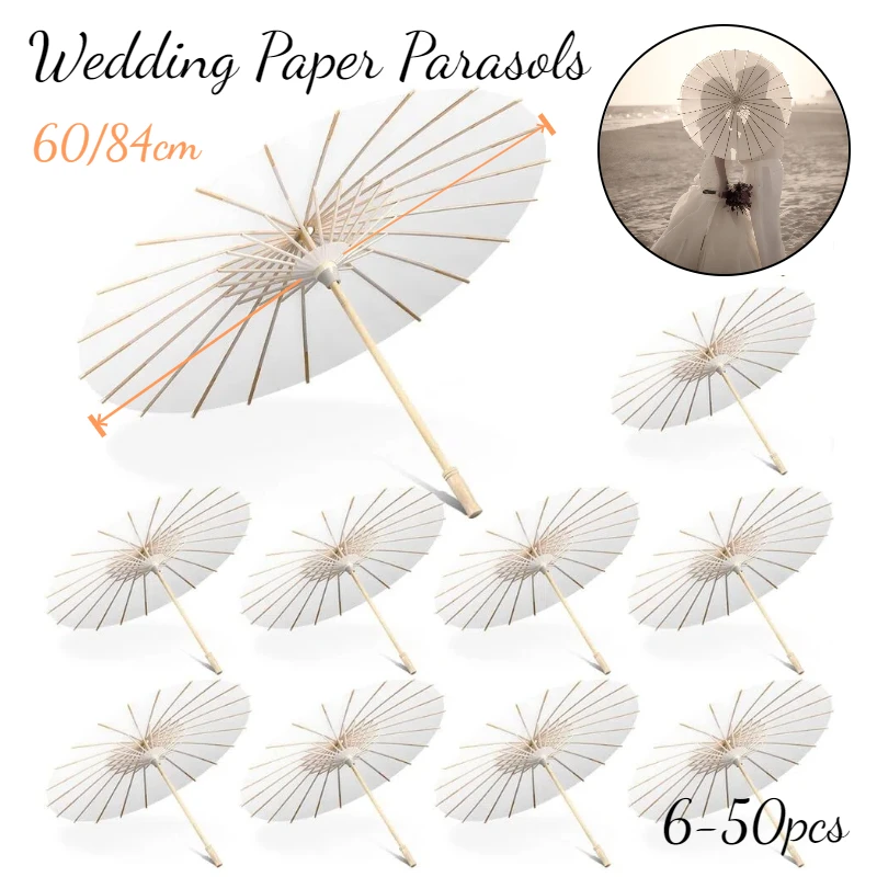 Japanese Umbrella White Paper Umbrella - 23.6" Chinese Parasol For Weddings & Photography Wedding Umbrella