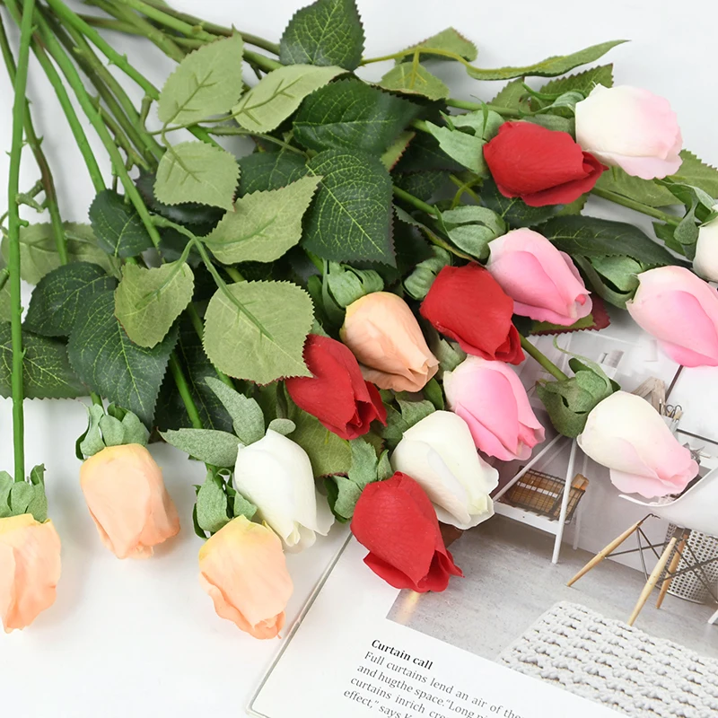 

1/3pcs Rose Artificial Flowers Long Stem with Leaves Real Touch Simulation Rose Branches for Wedding Home Decoration Fake Flower
