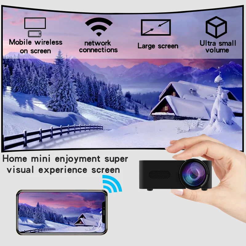 

YT100 Mini HD home theater small projector, wireless connection mobile phone built-in audio, can be used in outdoor camping