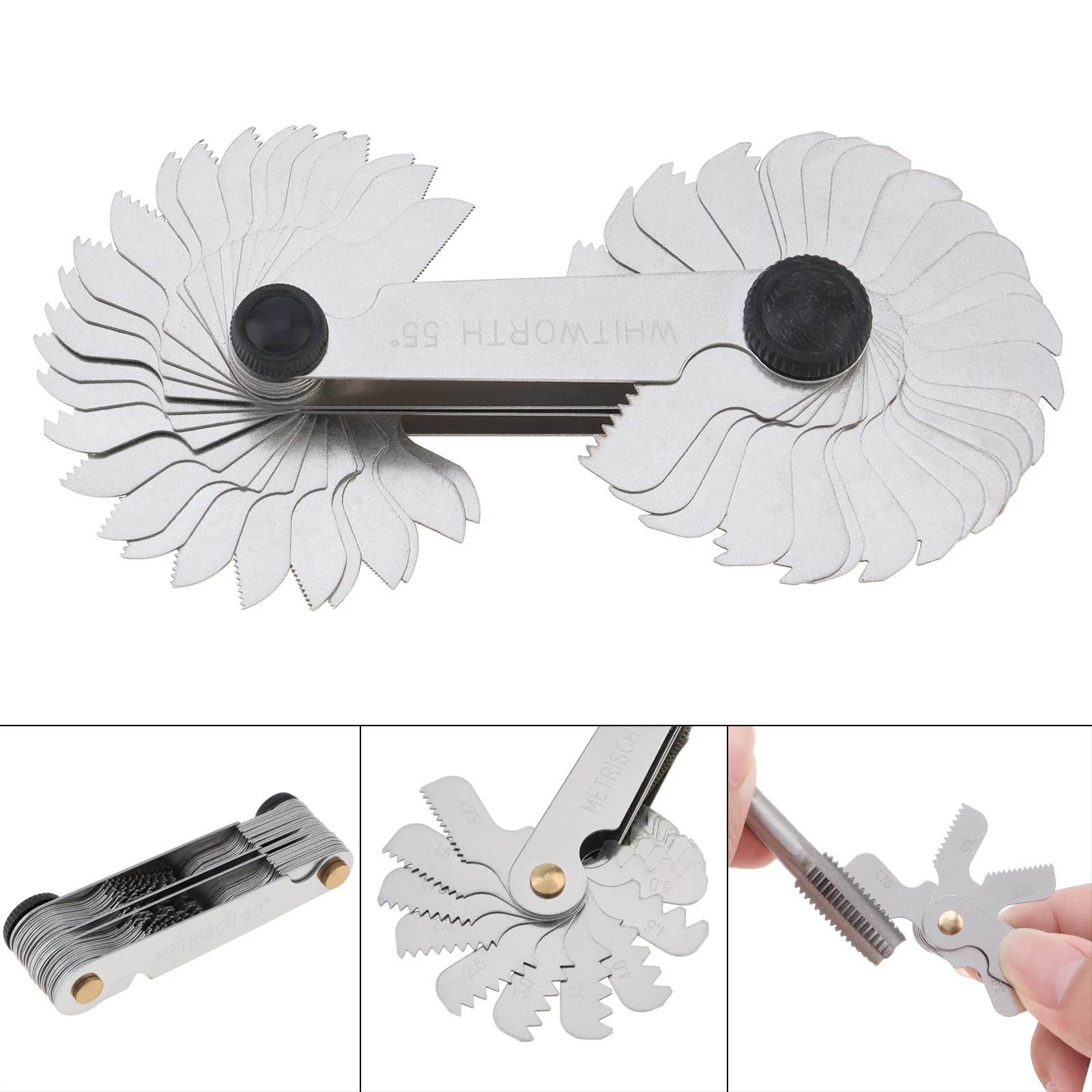 4PCS Metric & Imperial & US Screw Gauge SAE Whitworth 55 Degree & Metric 60 Degree & & US 60 Degree Thread Pitch Gauge For Industrial Measurement - View #12