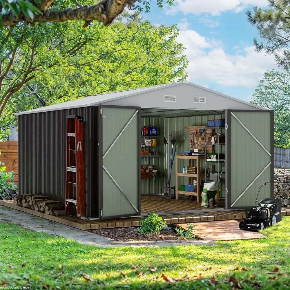 110x10FT Outdoor Storage Shed, Metal Garden Sheds & Outdoor Storage Clearance,Large Tool Shed Outdoor with Single Lockable Door