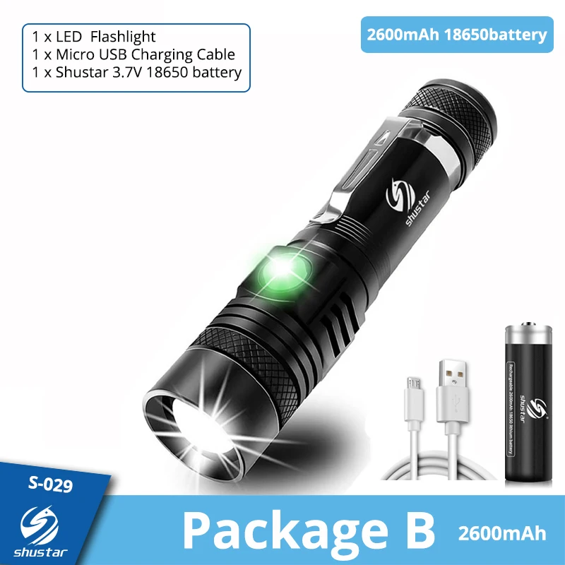 Ultra Bright LED Flashlight With XP-L V6 LED lamp beads Waterproof Torch Zoomable 4 lighting modes Multi-function USB charging best cheap flashlights Flashlights