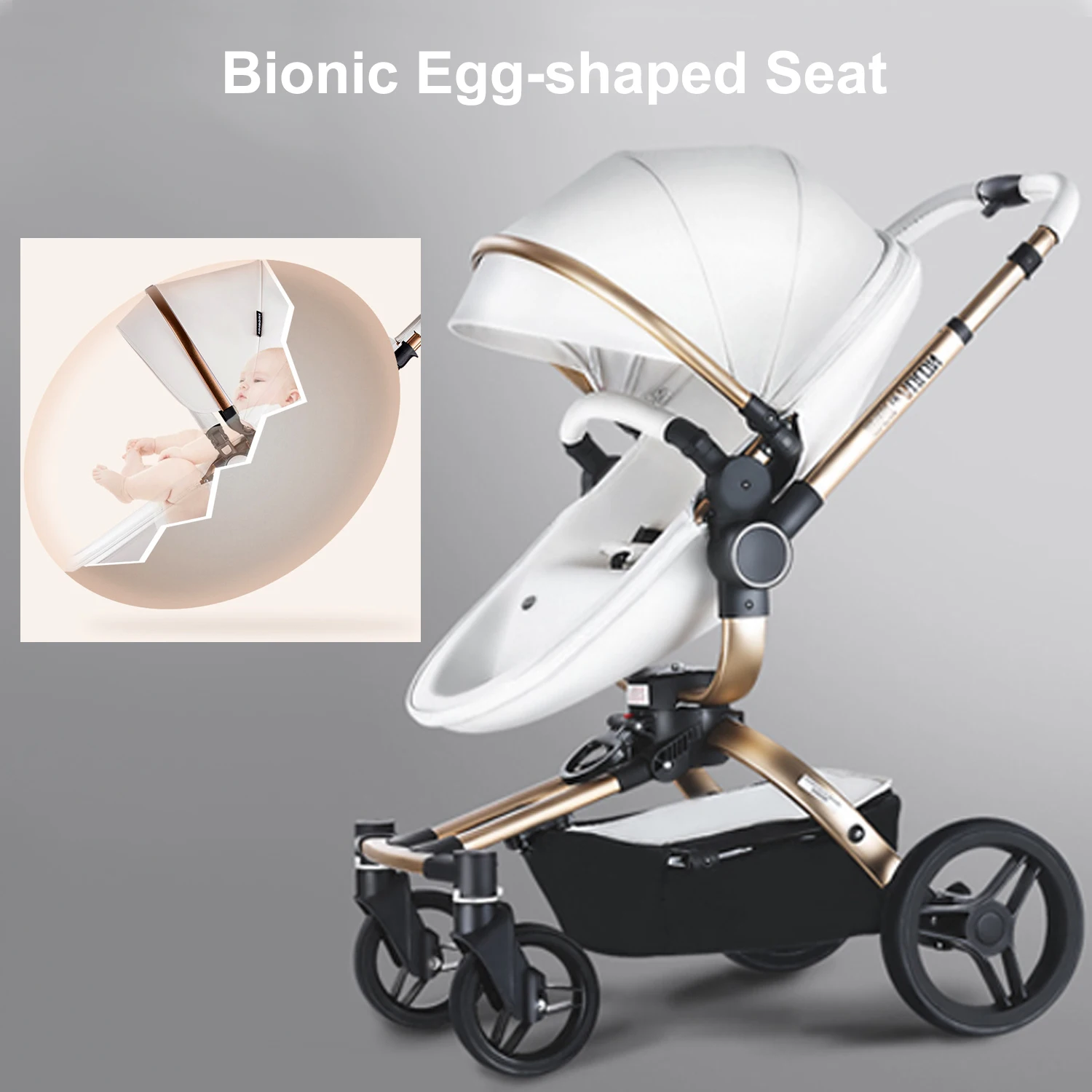 Max of Aulon, 3in1 Baby Stroller, Aulon Baby Carriage, PU Leather Luxury Pram, Foldable Standard Stroller Combo Car Seat