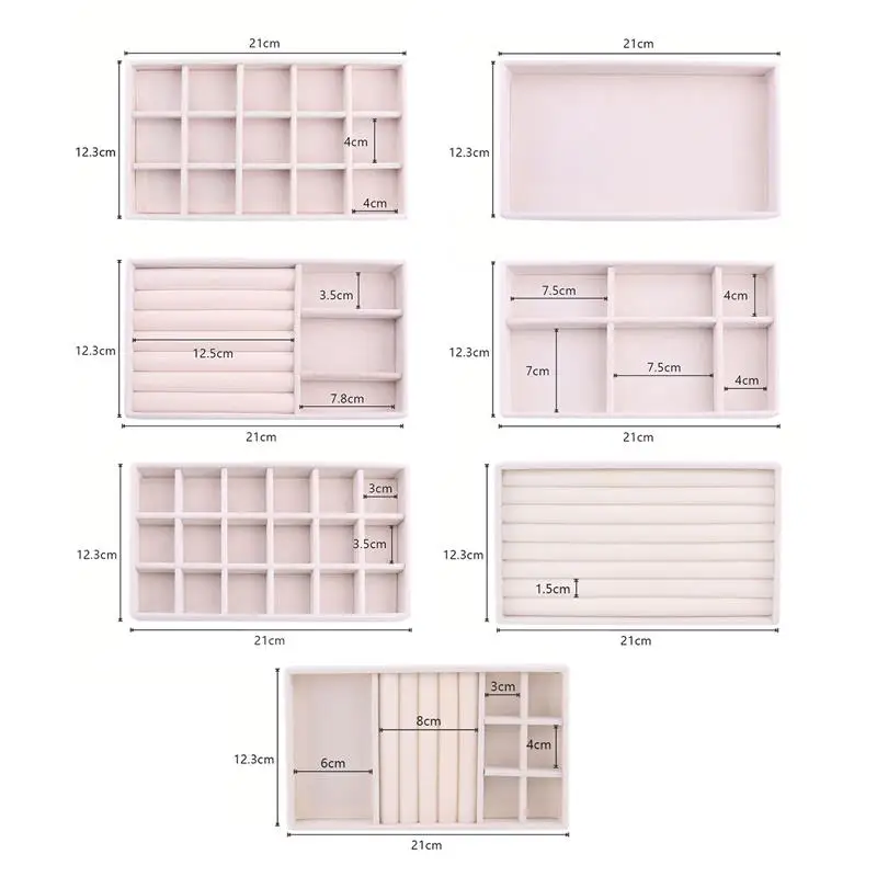 Jewelry Box Velvet Organizer DIY Earring Necklace Ring Jewelry Display Tray Portable Storage Display Case