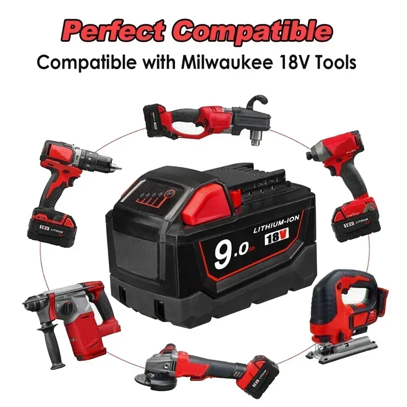 18V 12.0Ah Replacement for Milwaukee M18 XC Lithium Battery 48-11-1860 48-11-1850 48-11-1840 48-11-1820 Rechargeable Batteries