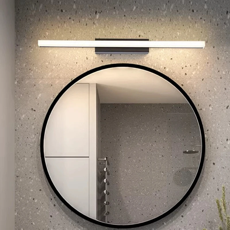 โคมไฟติดผนัง LED โมเดิร์น ไฟกระจกห้องน้ำ กันน้ำ ไฟแต่งหน้า กระจกสีดำเงิน อะลูมิเนียม แถวยาว 1