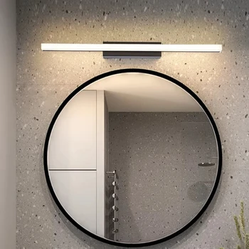 โคมไฟติดผนัง LED โมเดิร์น ไฟกระจกห้องน้ำ กันน้ำ ไฟแต่งหน้า กระจกสีดำเงิน อะลูมิเนียม แถวยาว 1