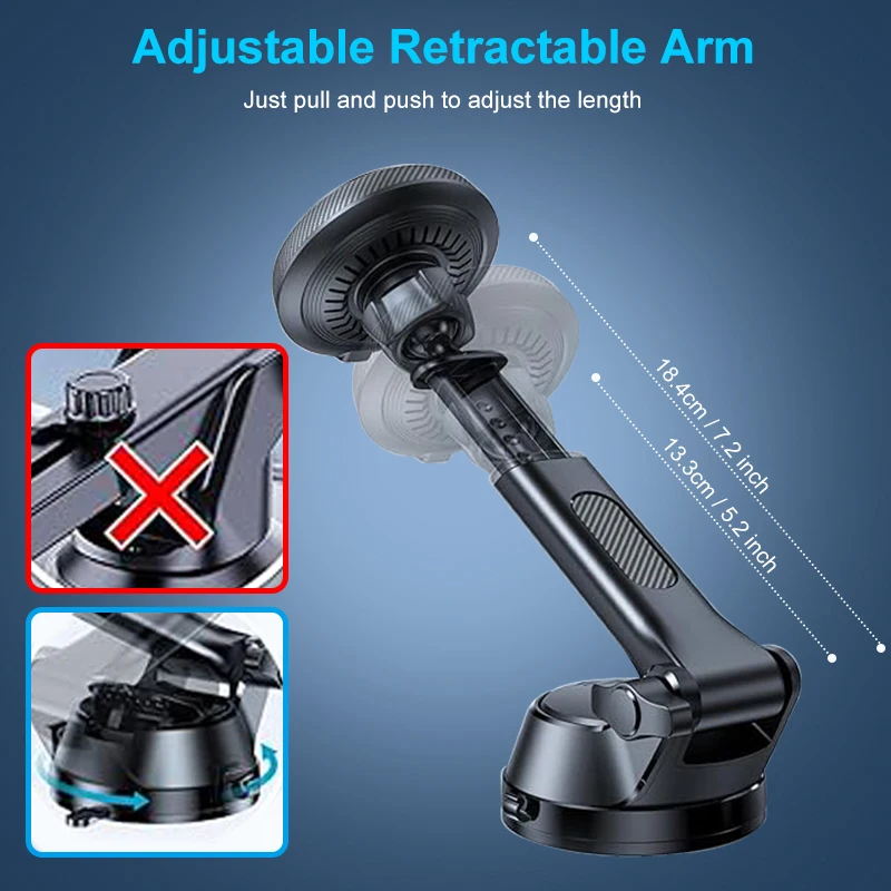 Tenmtoo Magnetic Wireless Car Charger 15W Fast Charging Car Charger Holder Dashboard Car Phone Holder for iPhone 15 14 13 Series