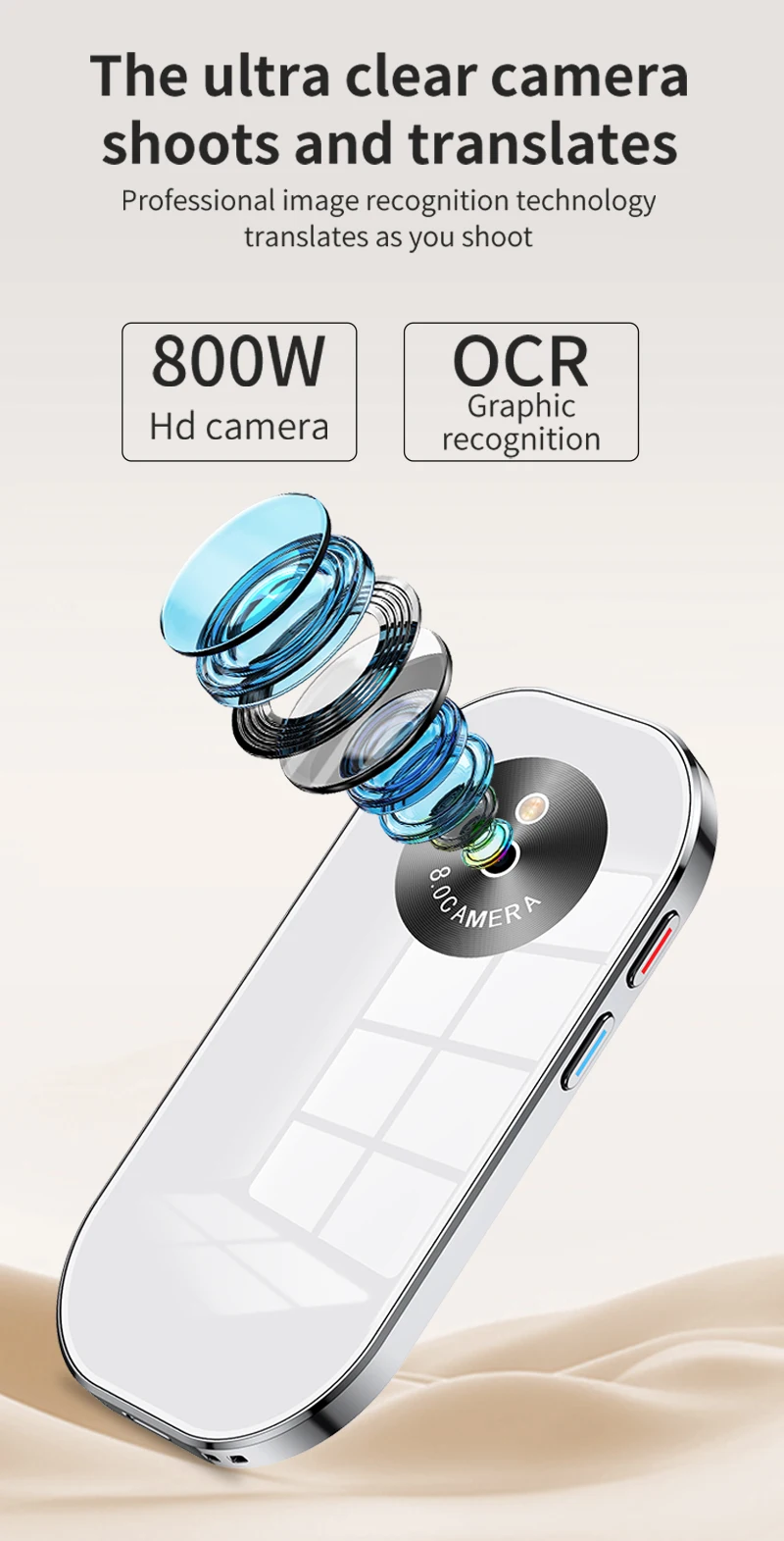 D6 AI Smart Translator Machine Support Cantonese with Camera Real-time Intelligent Translate Instant Voice Translation Device