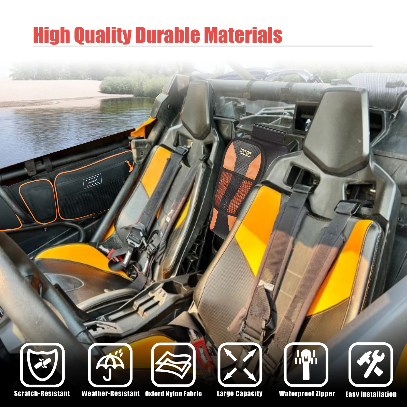 Goldfire UTV Side Storage Door Bag Knee Pad Center Storage Bag Car Organizer For Can Am Maverick X3 Max 2017-2022 Accessories