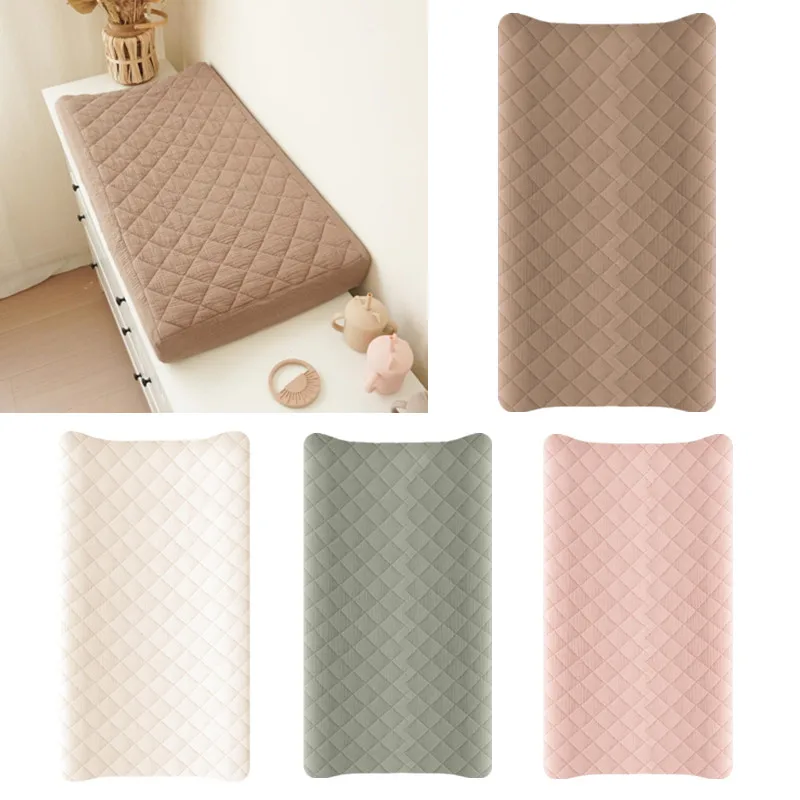 1pc Waterproof Muslin Baby Changing Table Sheet 3 Layers Quilted Cotton Fitted Sheet Soft Changing Table Pad Cover