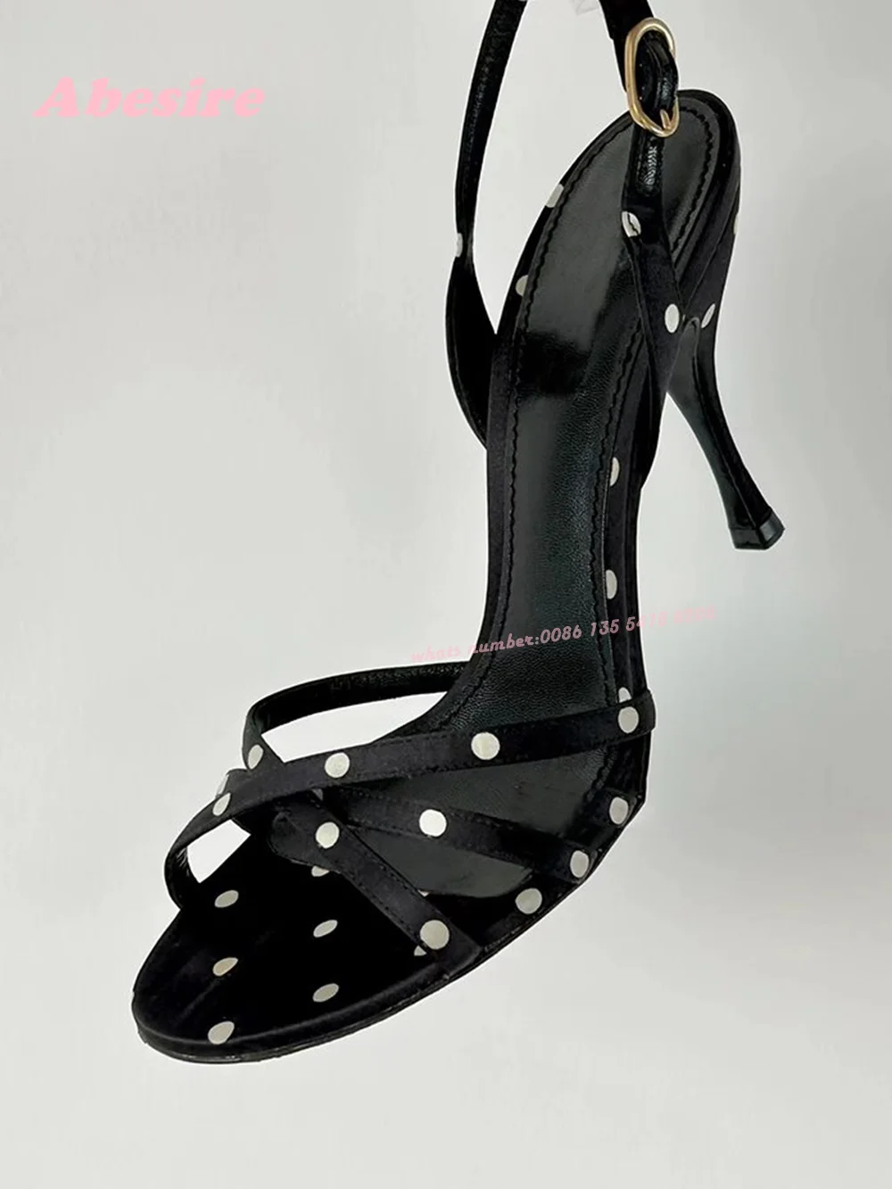 Open Toe Cut Out Slingback Sandals Satin Buckle Strap Thin Heels Women's Sandals Summer New Black White Multti-Color Shoes