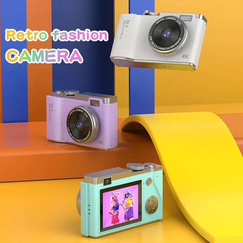 Digital Camera 4K HD Kid 48MP Autofocus Vlogging 2.4 inch Retro Fashion Portable Video Camcorder for Beginners