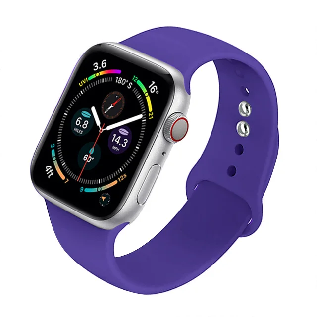 Silicone Strap For Apple Watch Band 44mm 40mm 41mm 38mm 45mm Smartwatch Rubber Sports Watchband Belt Bracelet iWatch 7 6 se 5 4 Purple-31