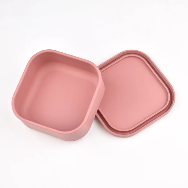 100% Silicone Fresh-Keeping Box With Lid Bento Lunch Box Fruit Salad Fresh-Keeping Bowl Modern Simple Sealed square Storage 3