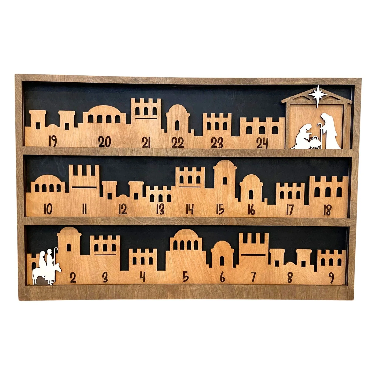Wooden Nativity Advent Calendar Christmas Countdown Sign Jesus Religious Holiday Decor Christ Centered Christmas Decoration