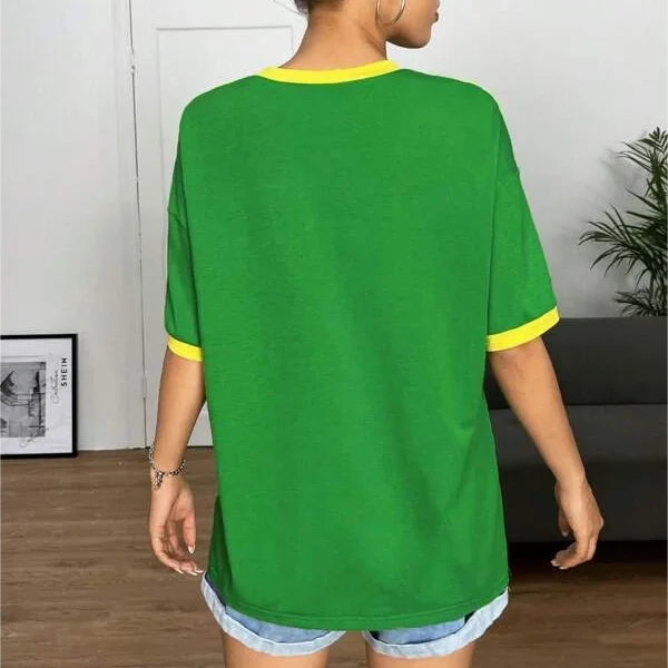 Europe and the United States loose letters yellow green top Y2K women's summer T-shirt sexy clothing street