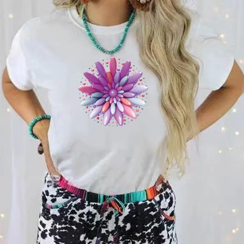 

Summer T Shirt Fashion 3D Print Women Harajuku Tops Round Neck Short Sleeve Trend Commuter Clothing Tees Sports Breathable Shirt