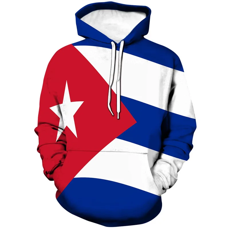 3D Printed Cuba Flag Hoodie For Men New In Long Sleeves Sweatshirts Pullover Tops Fashion Sports Running Oversized Hoodies